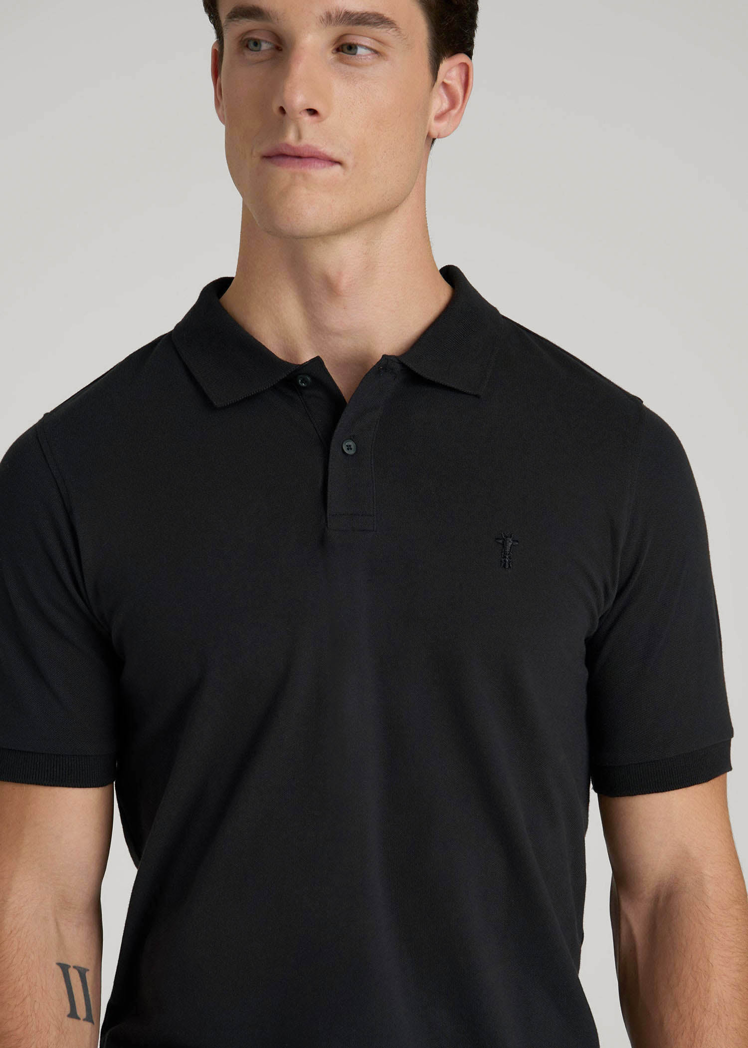 American Tall Sale | Classic Polo with Embroidered Logo for Tall Men in Black