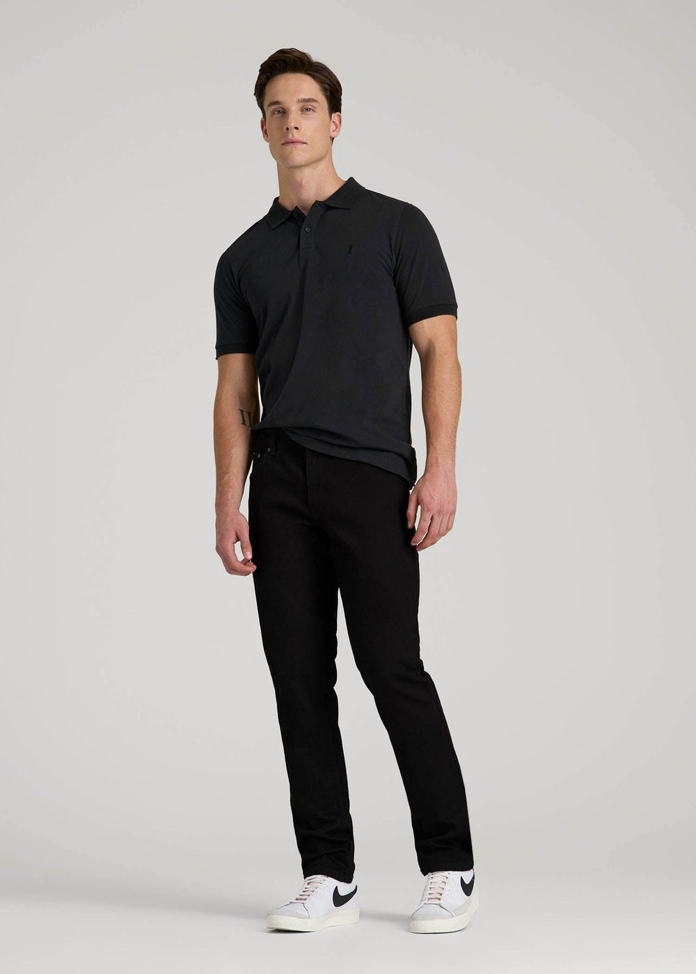 American Tall Sale | Classic Polo with Embroidered Logo for Tall Men in Black