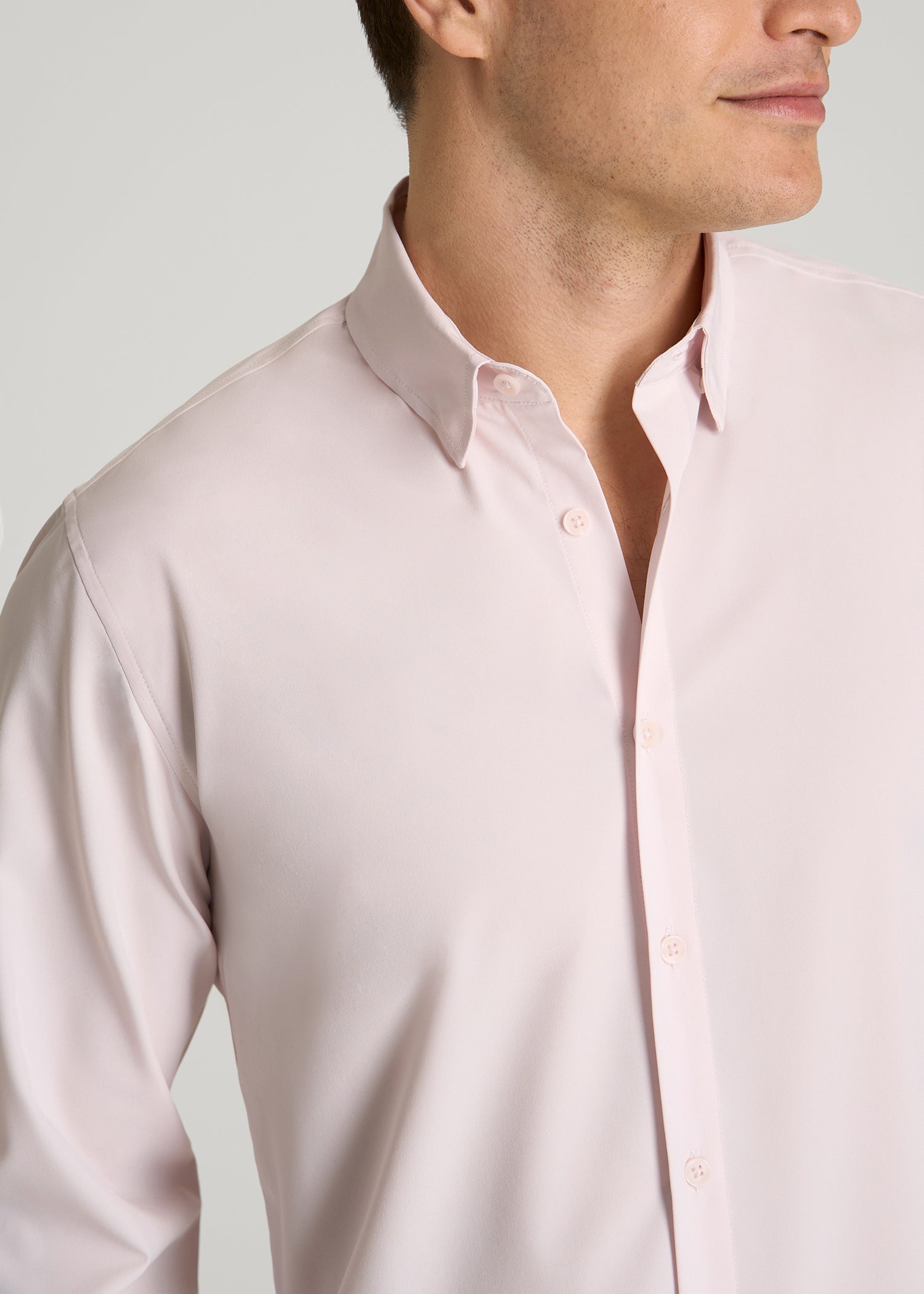 American Tall For Sale | Traveler Stretch Dress Shirt for Tall Men in Grey Lilac