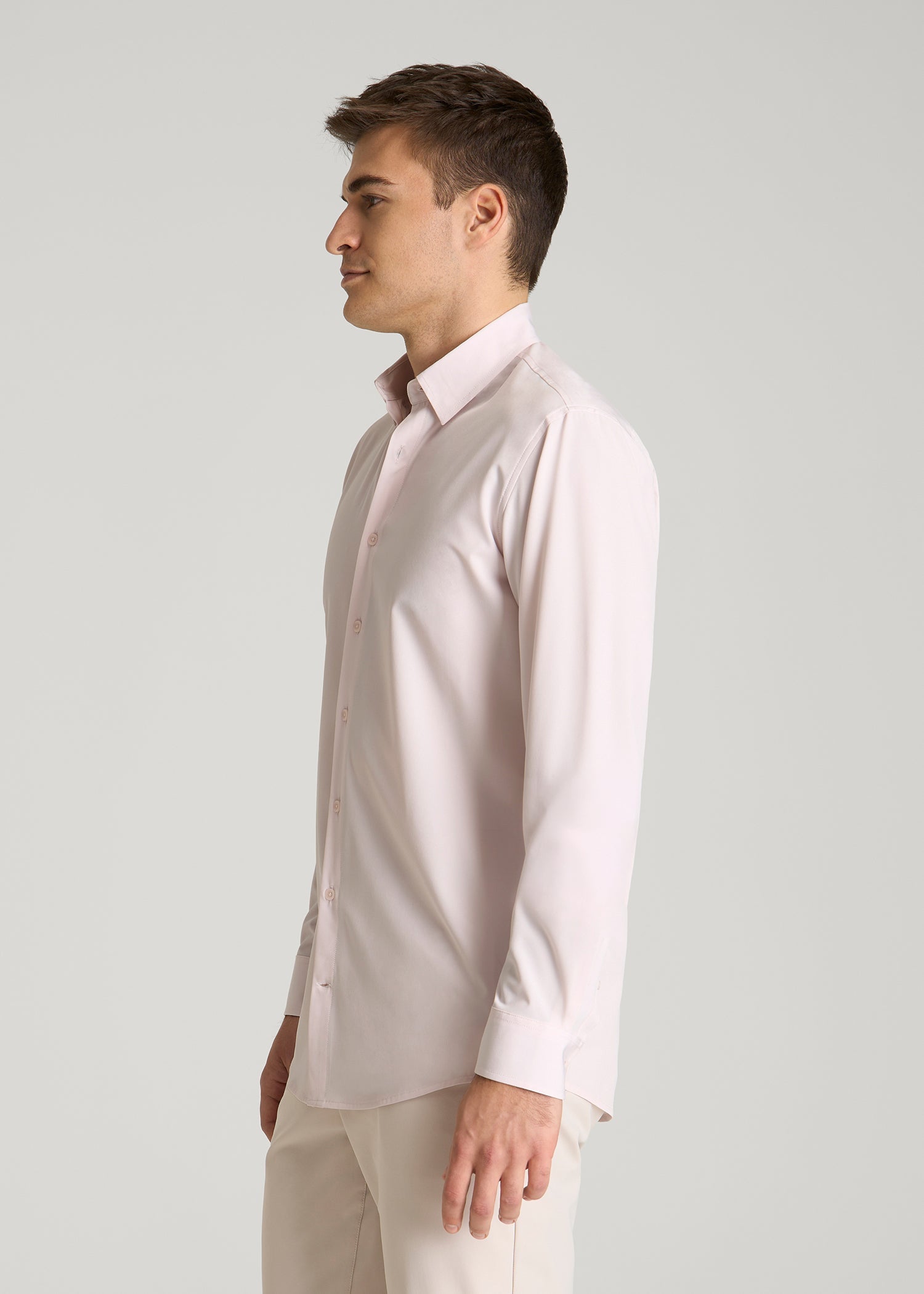 American Tall For Sale | Traveler Stretch Dress Shirt for Tall Men in Grey Lilac