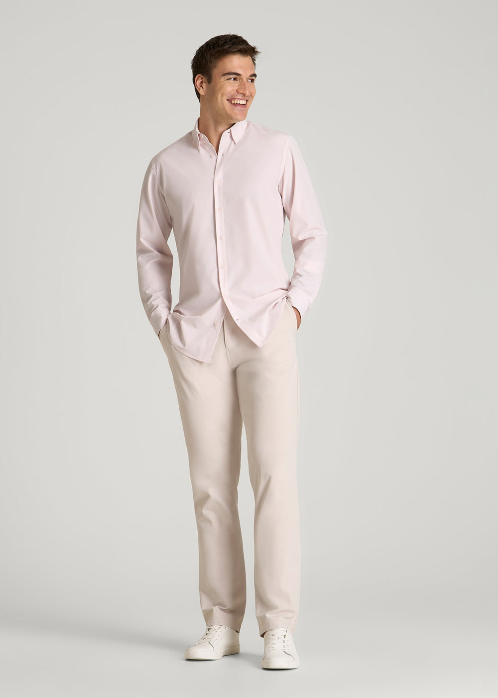 American Tall For Sale | Traveler Stretch Dress Shirt for Tall Men in Grey Lilac