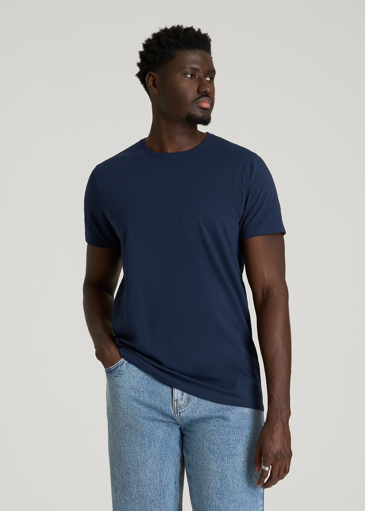 American Tall Online Shop | The Essential Modern Fit Crewneck Tee for Tall Men in Navy