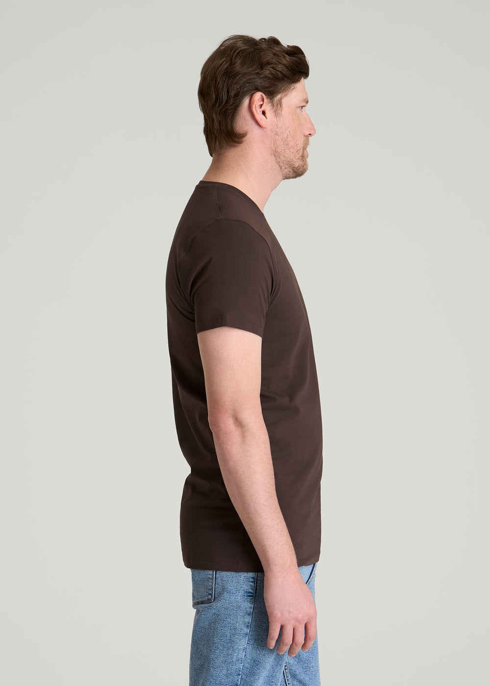American Tall Discount | The Essential Modern Fit Crewneck Tee for Tall Men in Espresso