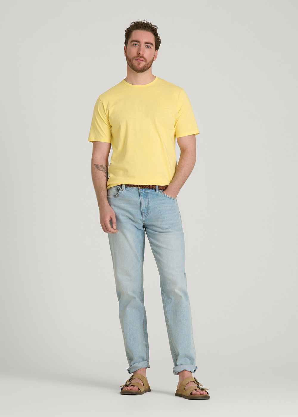 American Tall Sale | REGULAR-FIT Slub Tee for Tall Men in Lemon Drop