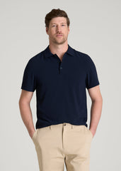 American Tall Outlet | Coastal Perforated Polo for Tall Men in Patriot Blue
