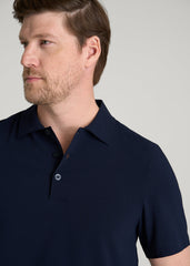 American Tall Outlet | Coastal Perforated Polo for Tall Men in Patriot Blue