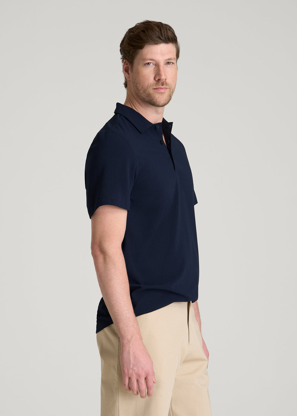 American Tall Outlet | Coastal Perforated Polo for Tall Men in Patriot Blue