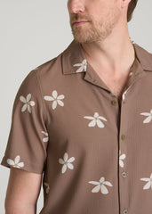 American Tall Online Shop | Coastal Perforated Button shirt for Tall Men in Warm Brown Floral