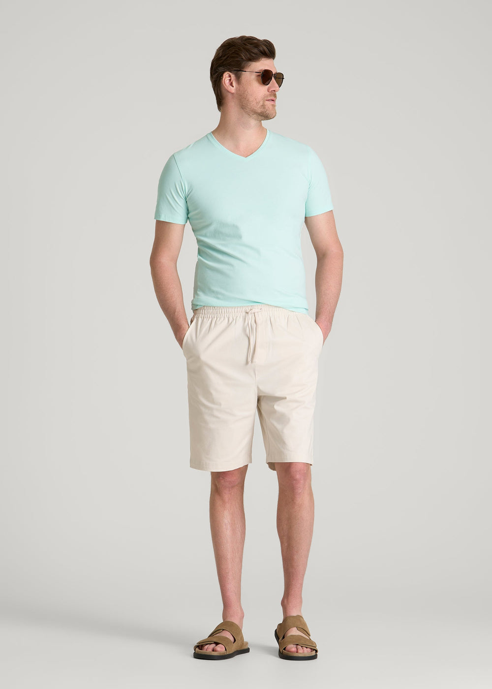 American Tall Discount | The Essential Slim Fit V-Neck Tee for Tall Men in Opal Blue