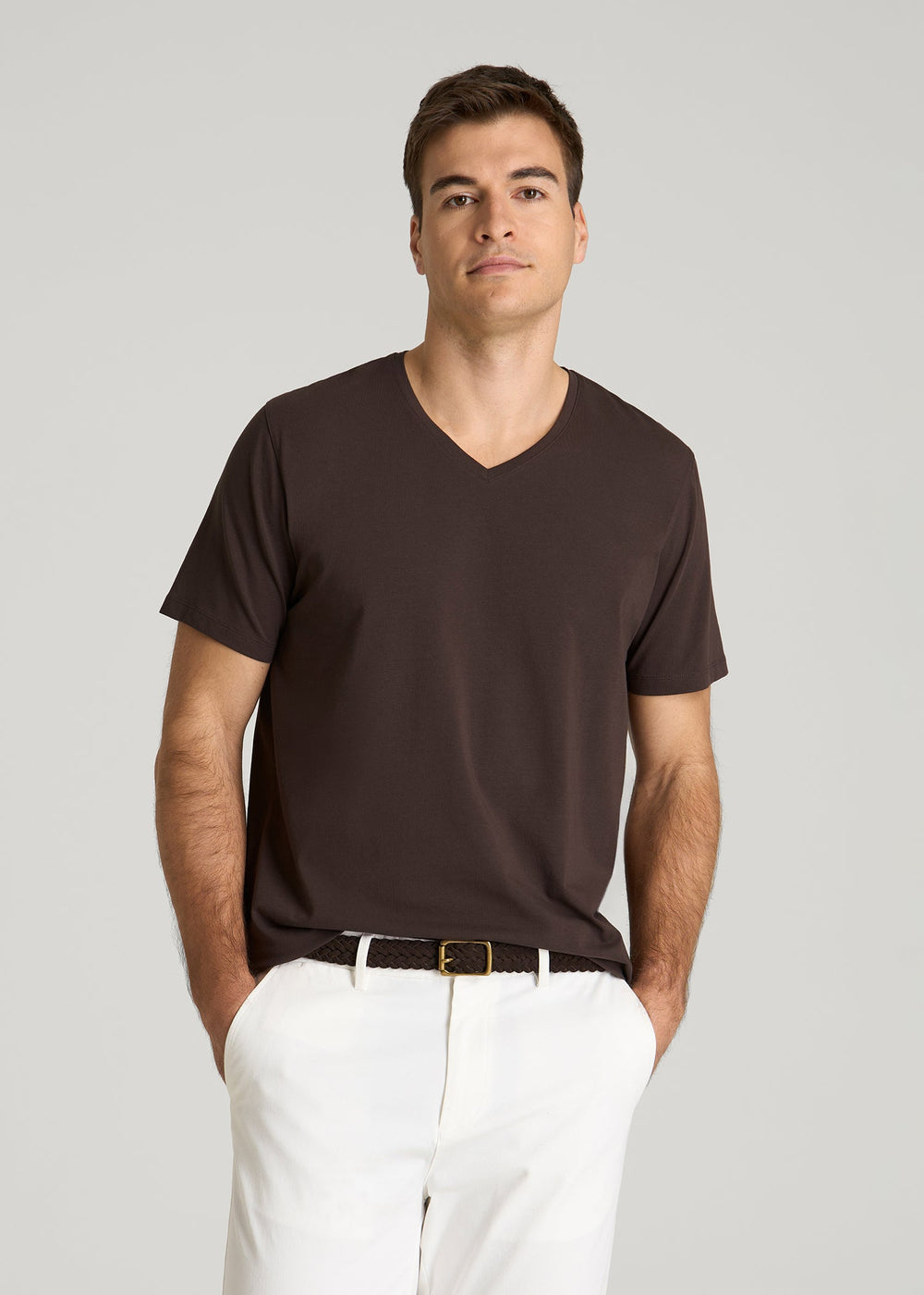 American Tall Online | The Essential Modern Fit V-Neck Tee for Tall Men in Espresso