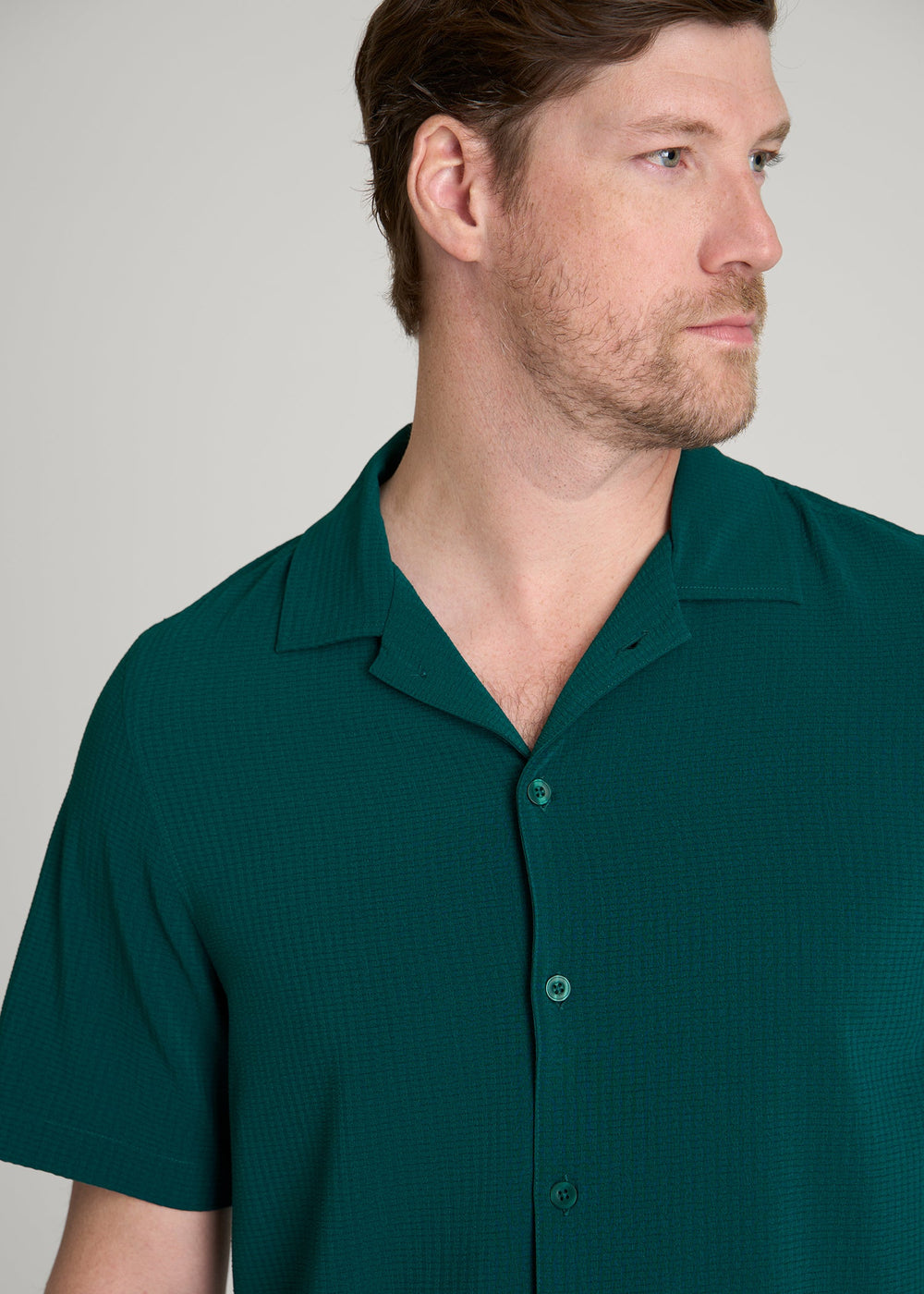American Tall Sale | Coastal Perforated Button shirt for Tall Men in Deep Teal