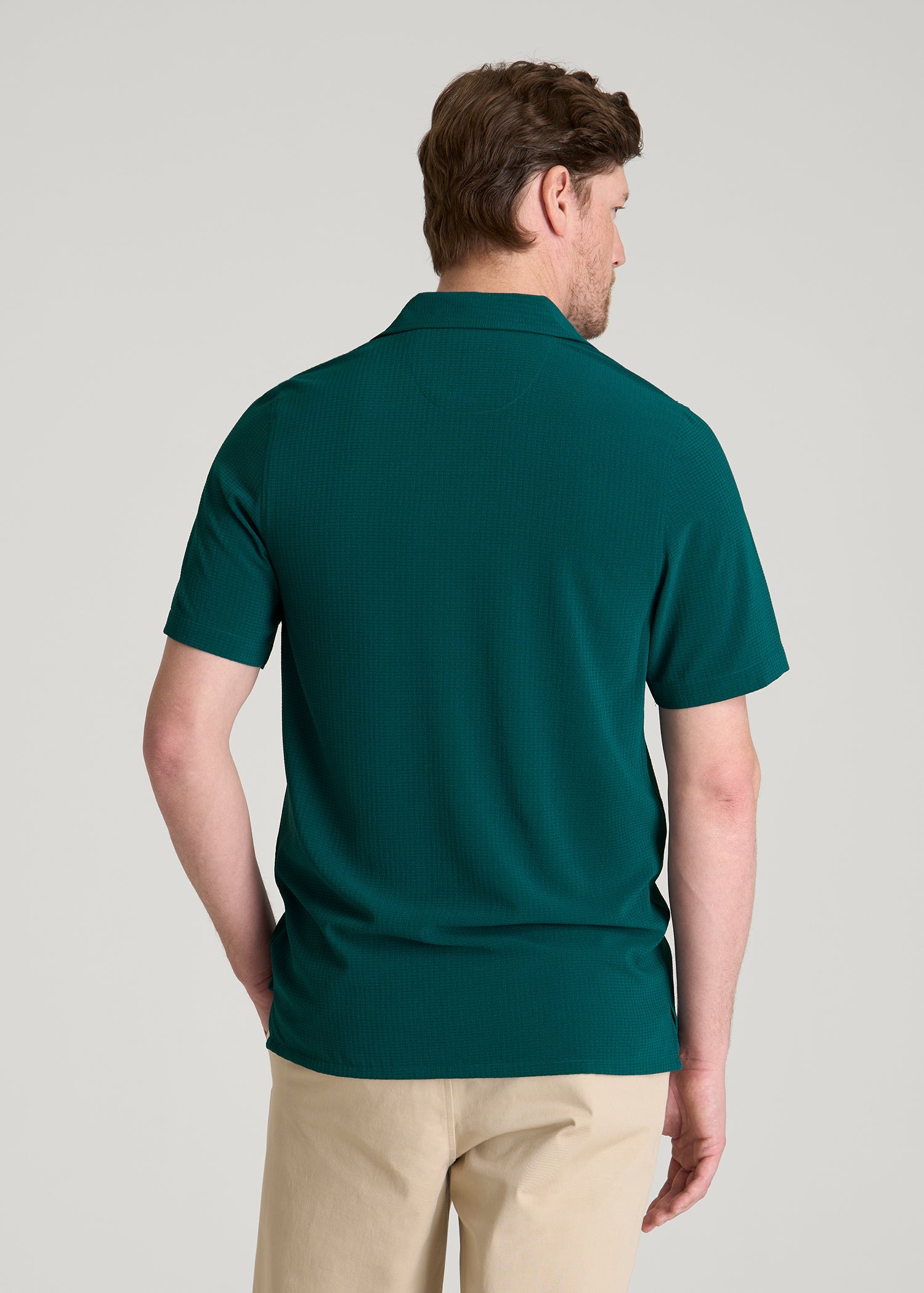 American Tall Sale | Coastal Perforated Button shirt for Tall Men in Deep Teal