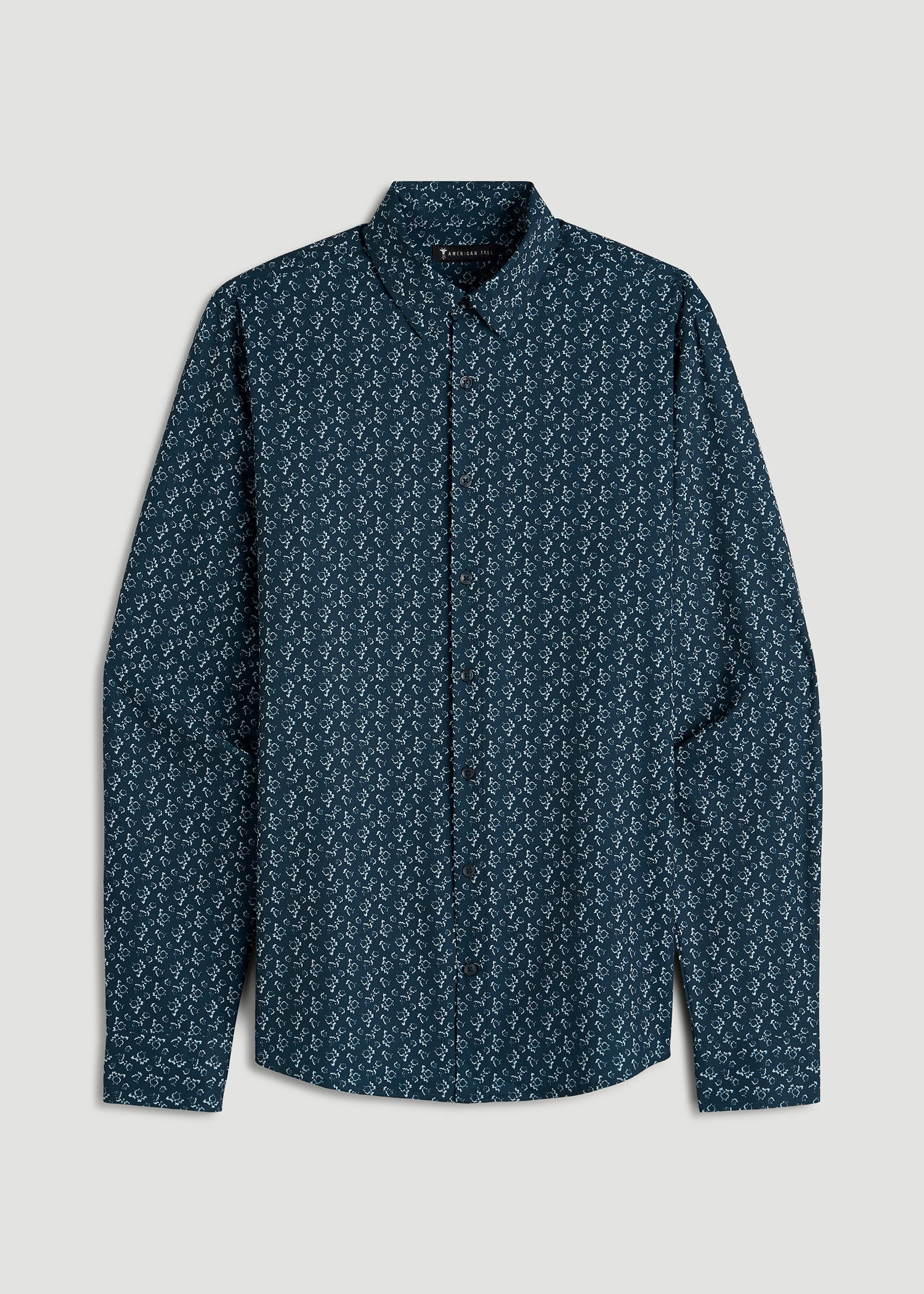 American Tall Outlet | Traveler Stretch Dress Shirt for Tall Men in Royal Navy Floral