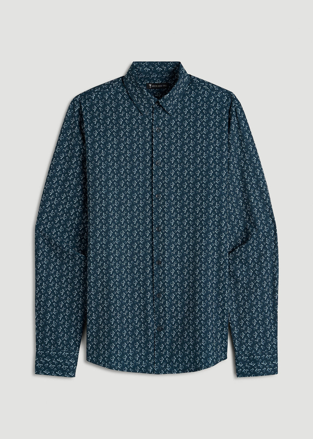 American Tall Outlet | Traveler Stretch Dress Shirt for Tall Men in Royal Navy Floral