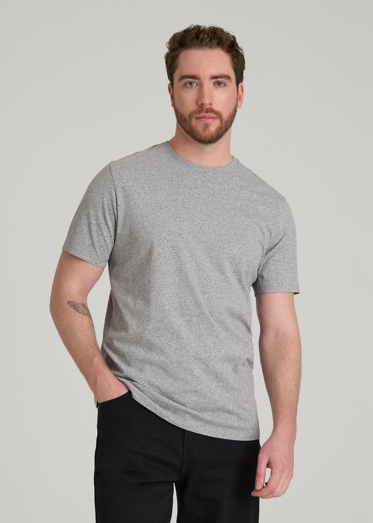 American Tall Online Shop | Core Cotton Crewneck Tee for Tall Men in Heathered Grey