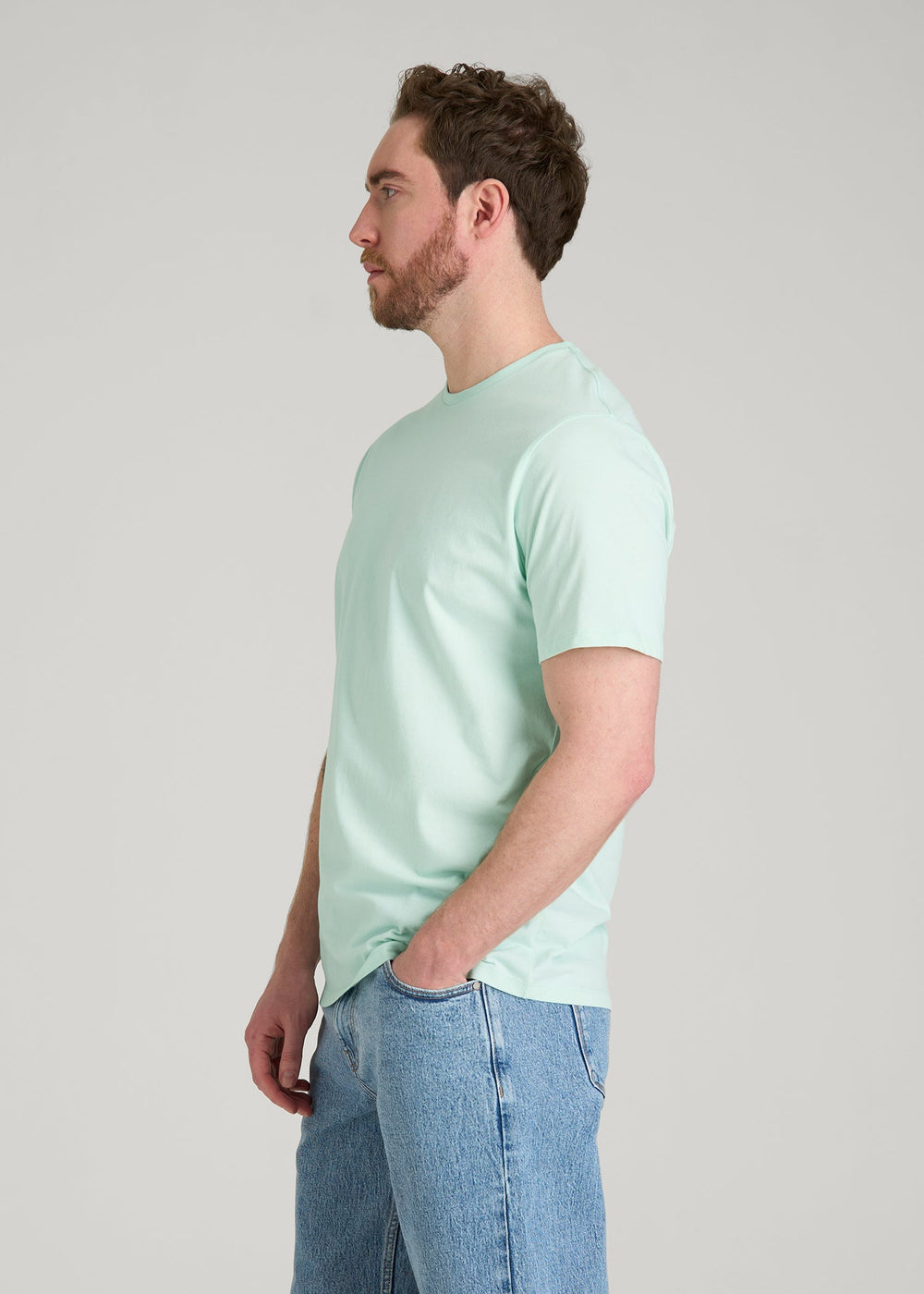 American Tall Discount | Core Cotton Crewneck Tee for Tall Men in Opal Blue