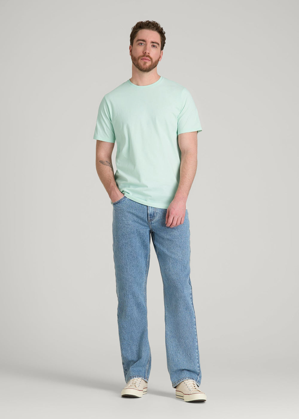 American Tall Discount | Core Cotton Crewneck Tee for Tall Men in Opal Blue
