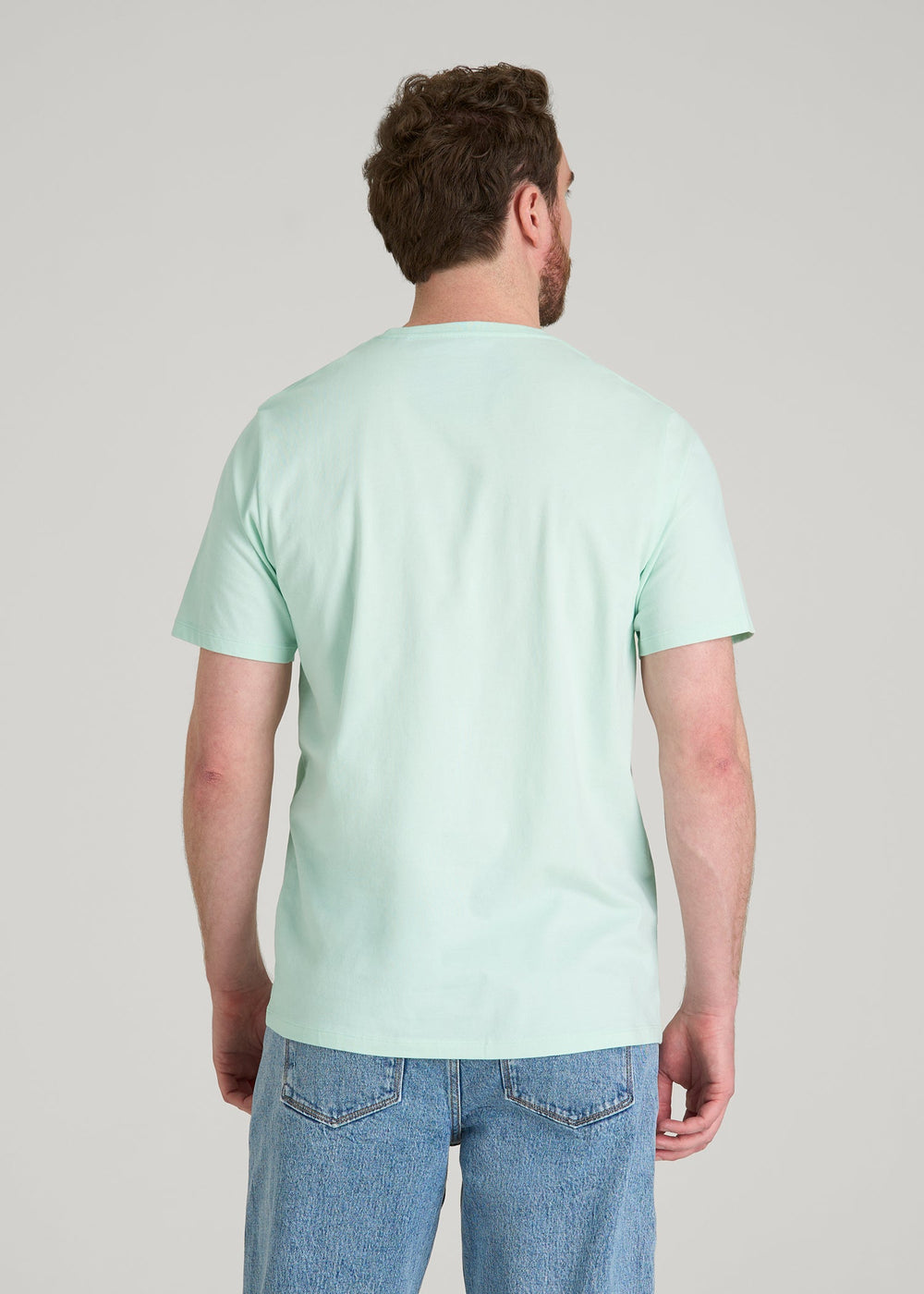 American Tall Discount | Core Cotton Crewneck Tee for Tall Men in Opal Blue