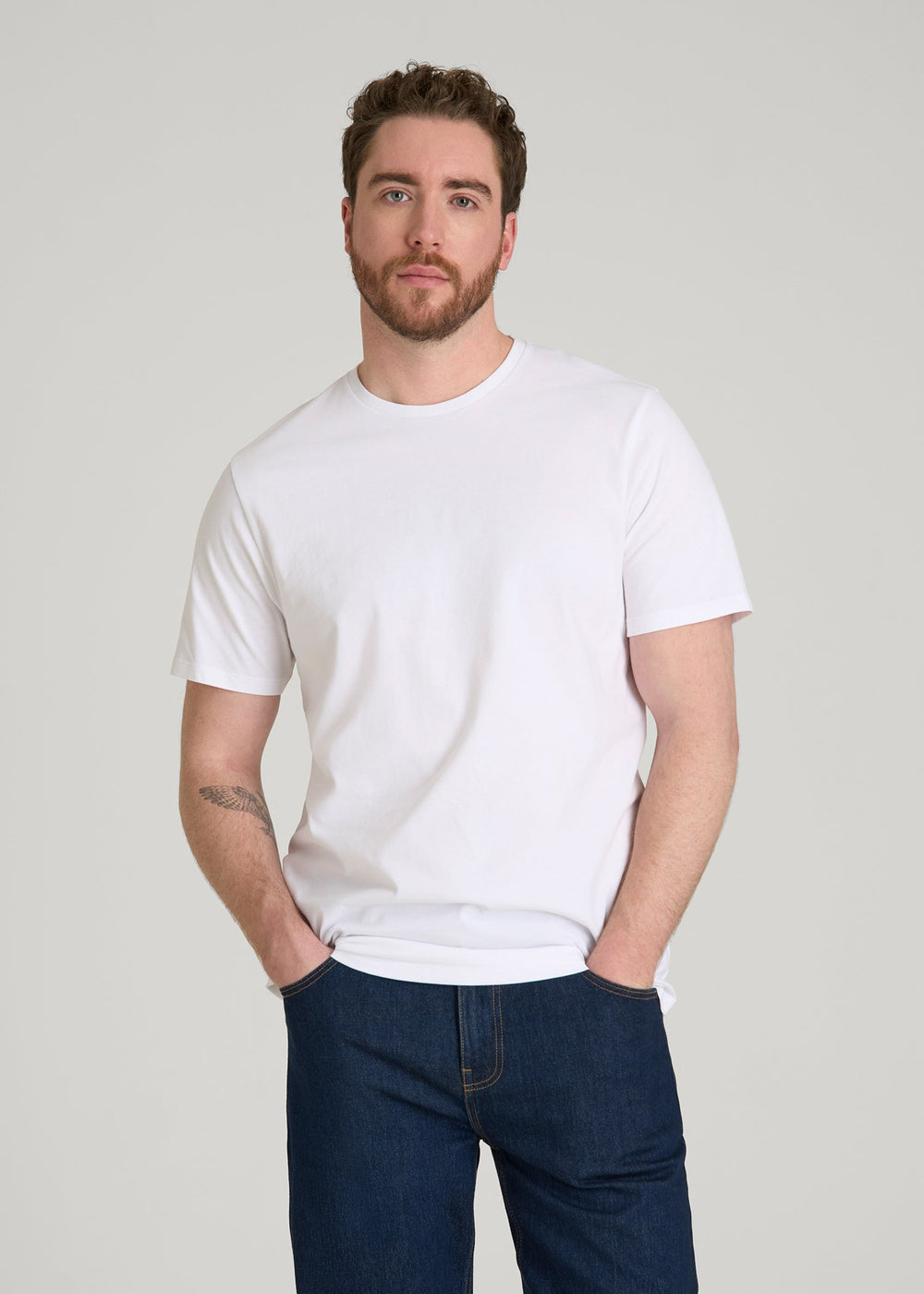 American Tall Sale | Core Cotton Crewneck Tee for Tall Men in White