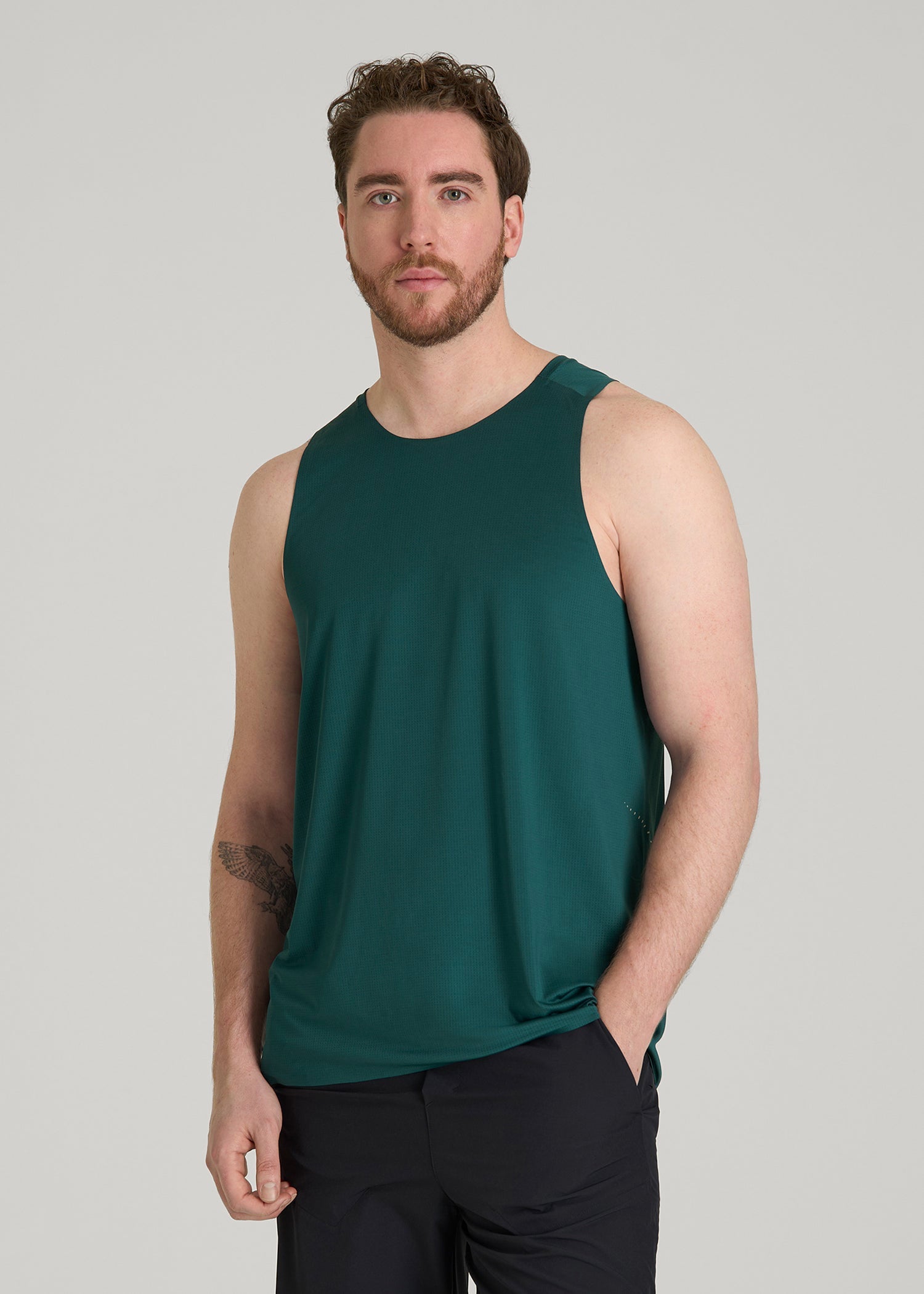 American Tall Online Shop | Perforated Training Singlet for Tall Men in Deep Teal