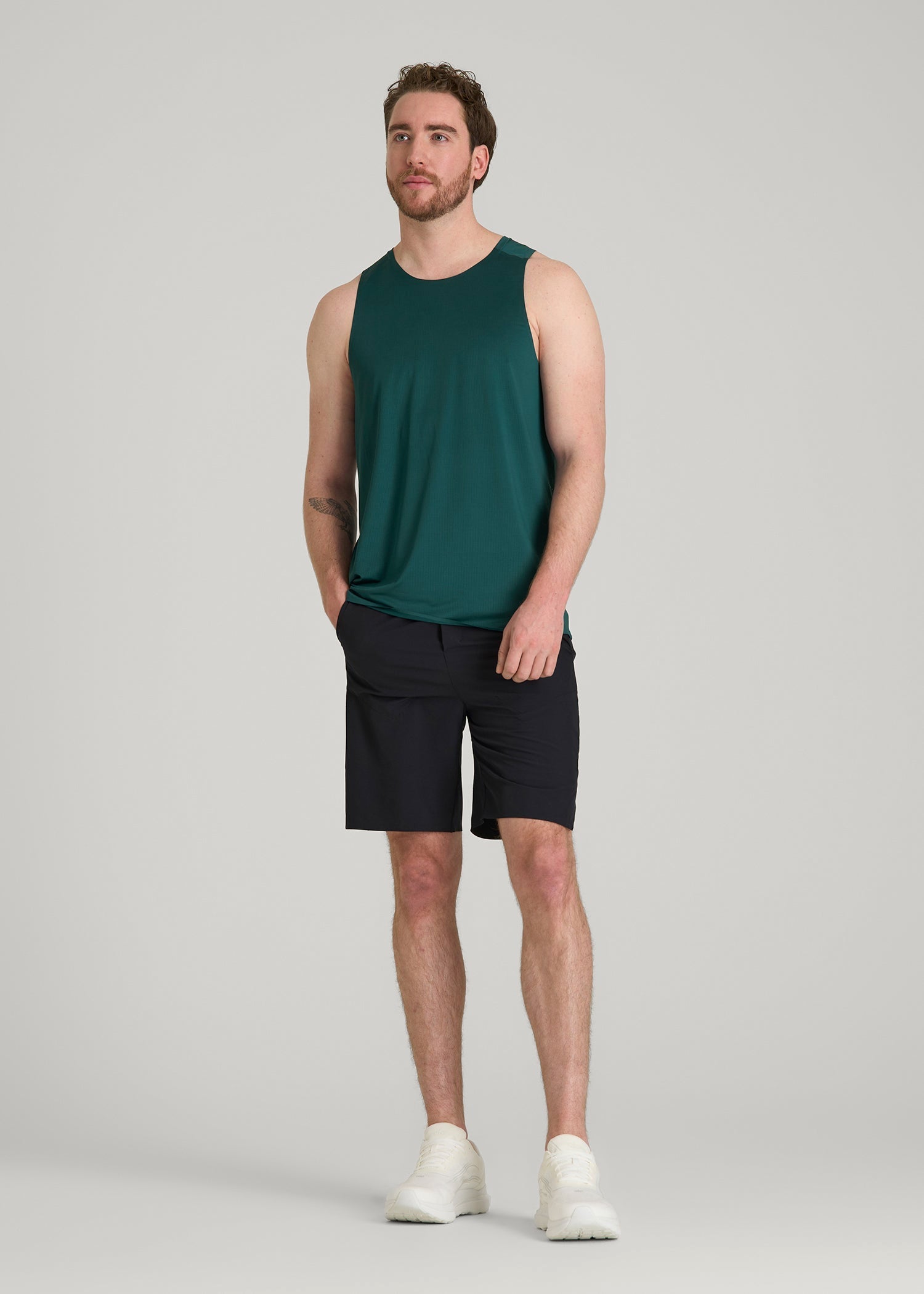 American Tall Online Shop | Perforated Training Singlet for Tall Men in Deep Teal
