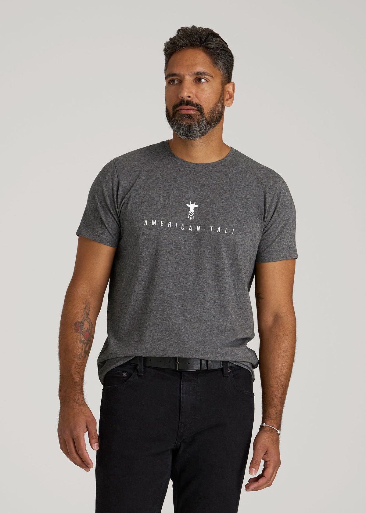 American Tall Discount | Logo Tee for Tall Men in Charcoal Mix