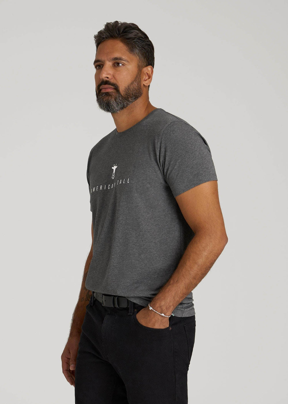 American Tall Discount | Logo Tee for Tall Men in Charcoal Mix