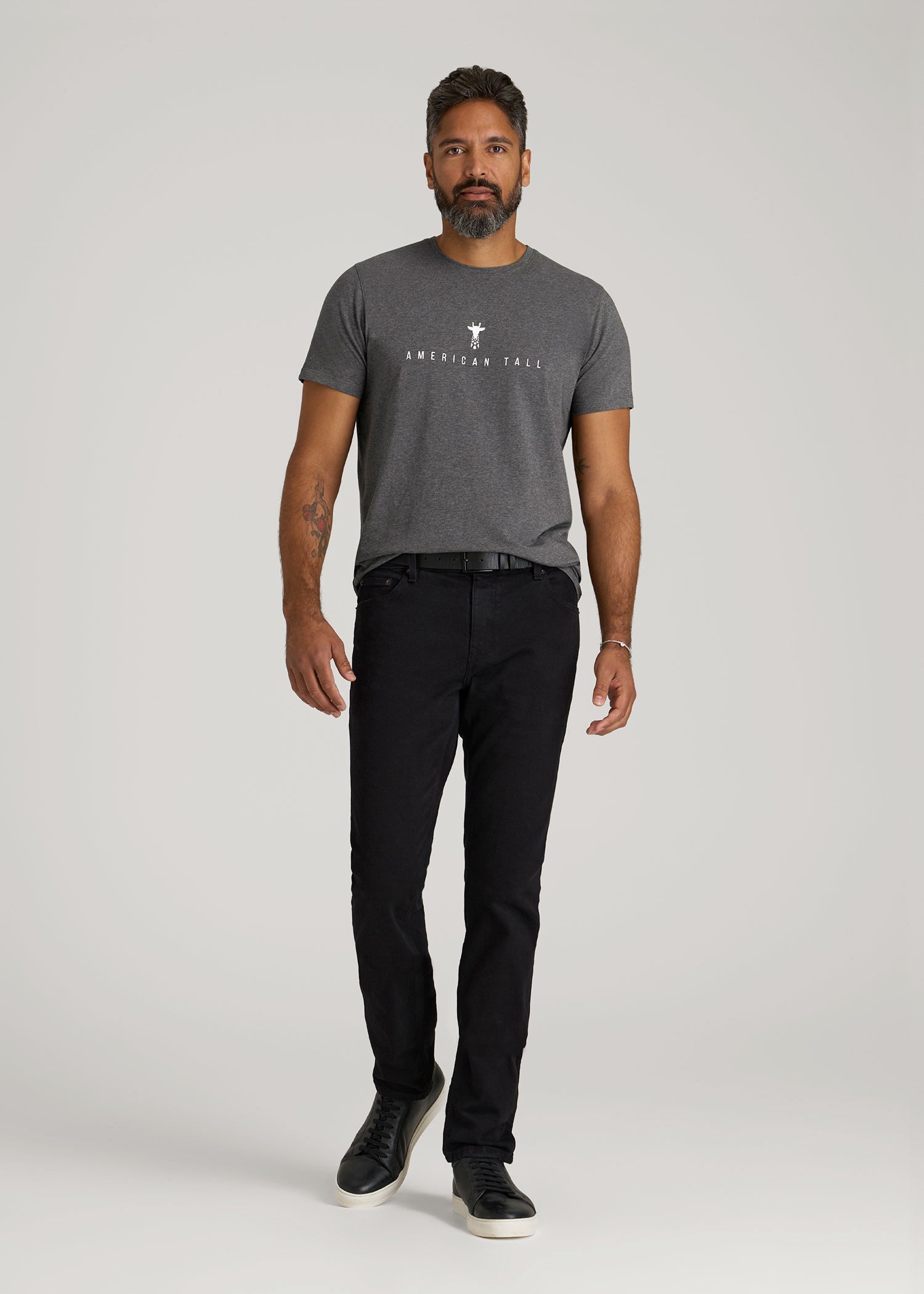 American Tall Discount | Logo Tee for Tall Men in Charcoal Mix