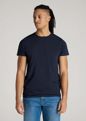 American Tall Sale | Modern Fit Garment Dyed Cotton T-Shirt for Tall Men in Evening Blue