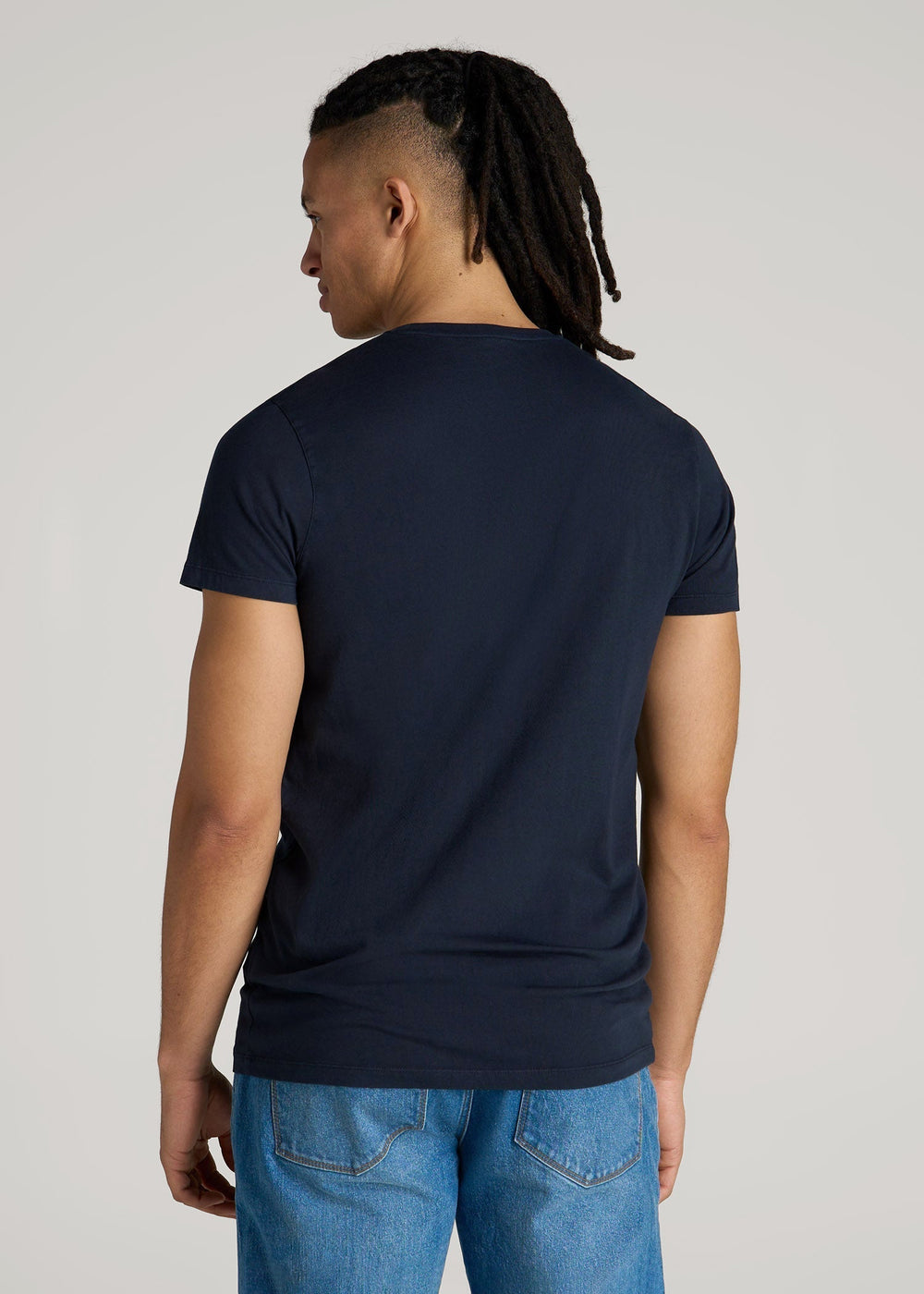 American Tall Sale | Modern Fit Garment Dyed Cotton T-Shirt for Tall Men in Evening Blue