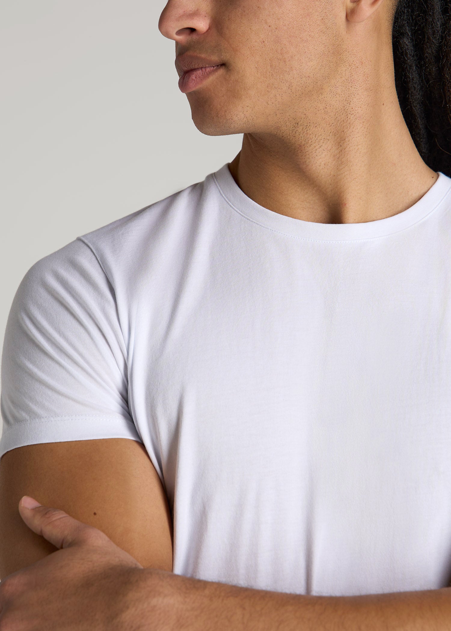American Tall Outlet | Modern Fit Garment Dyed Cotton T-Shirt for Tall Men in White