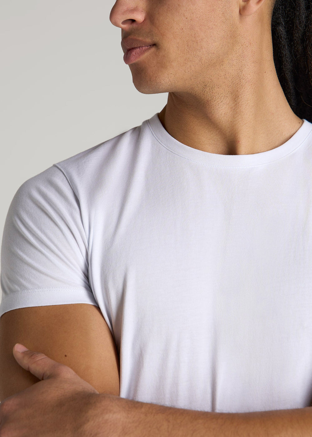 American Tall Outlet | Modern Fit Garment Dyed Cotton T-Shirt for Tall Men in White