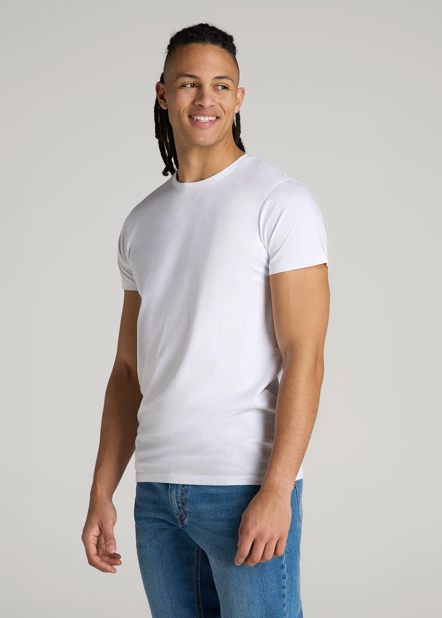 American Tall Outlet | Modern Fit Garment Dyed Cotton T-Shirt for Tall Men in White