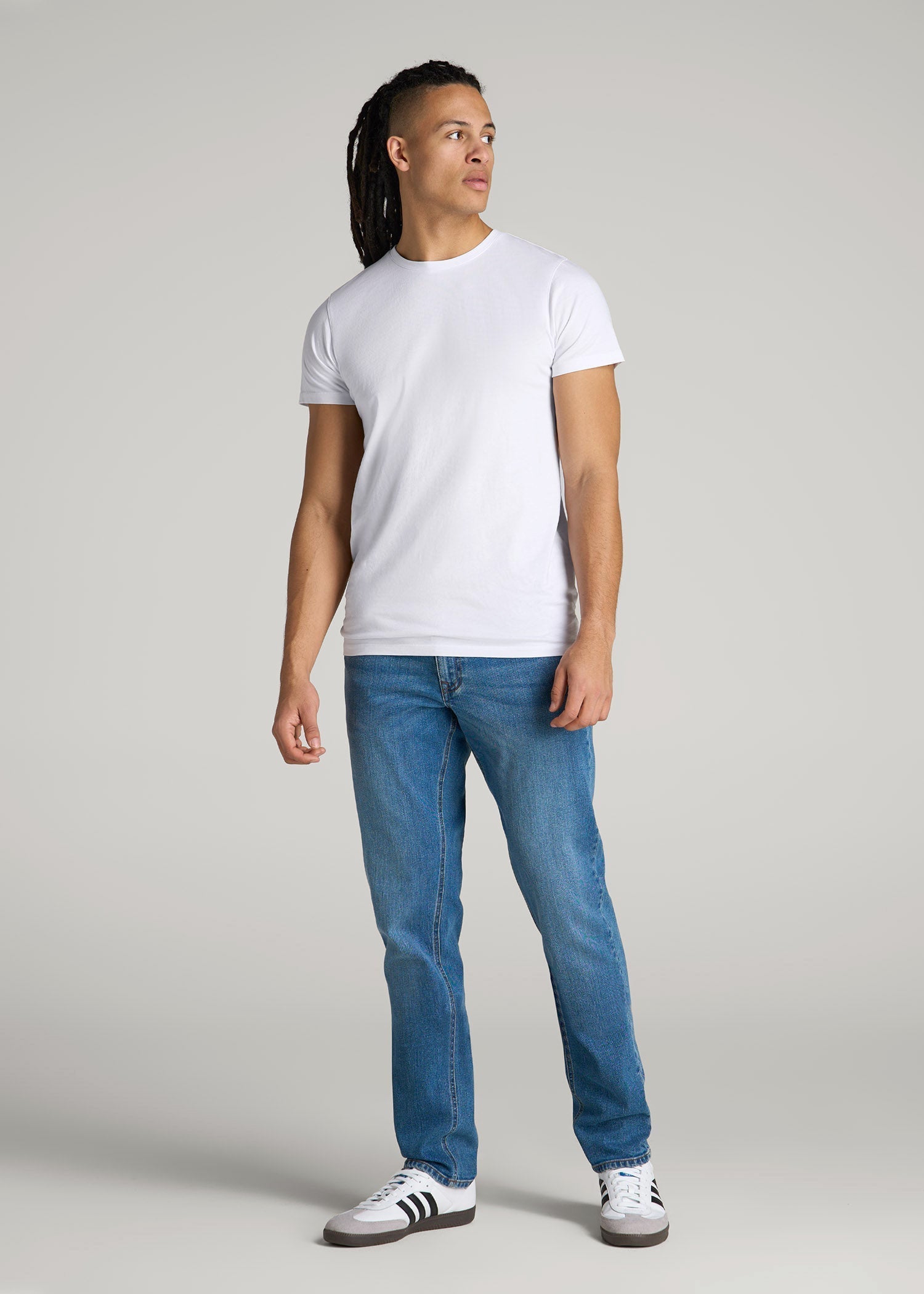American Tall Outlet | Modern Fit Garment Dyed Cotton T-Shirt for Tall Men in White