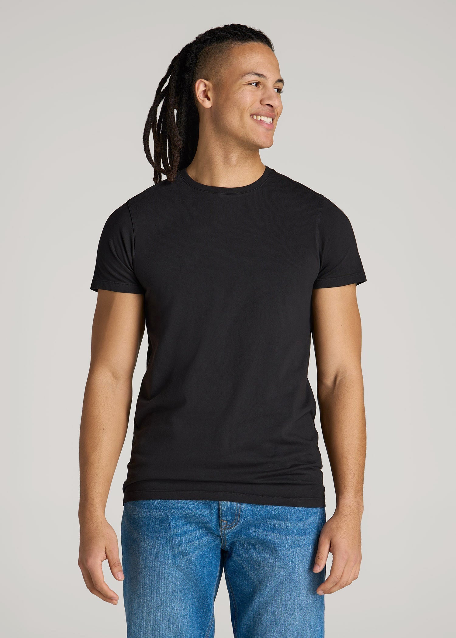 American Tall For Sale | Modern Fit Garment Dyed Cotton T-Shirt for Tall Men in Black