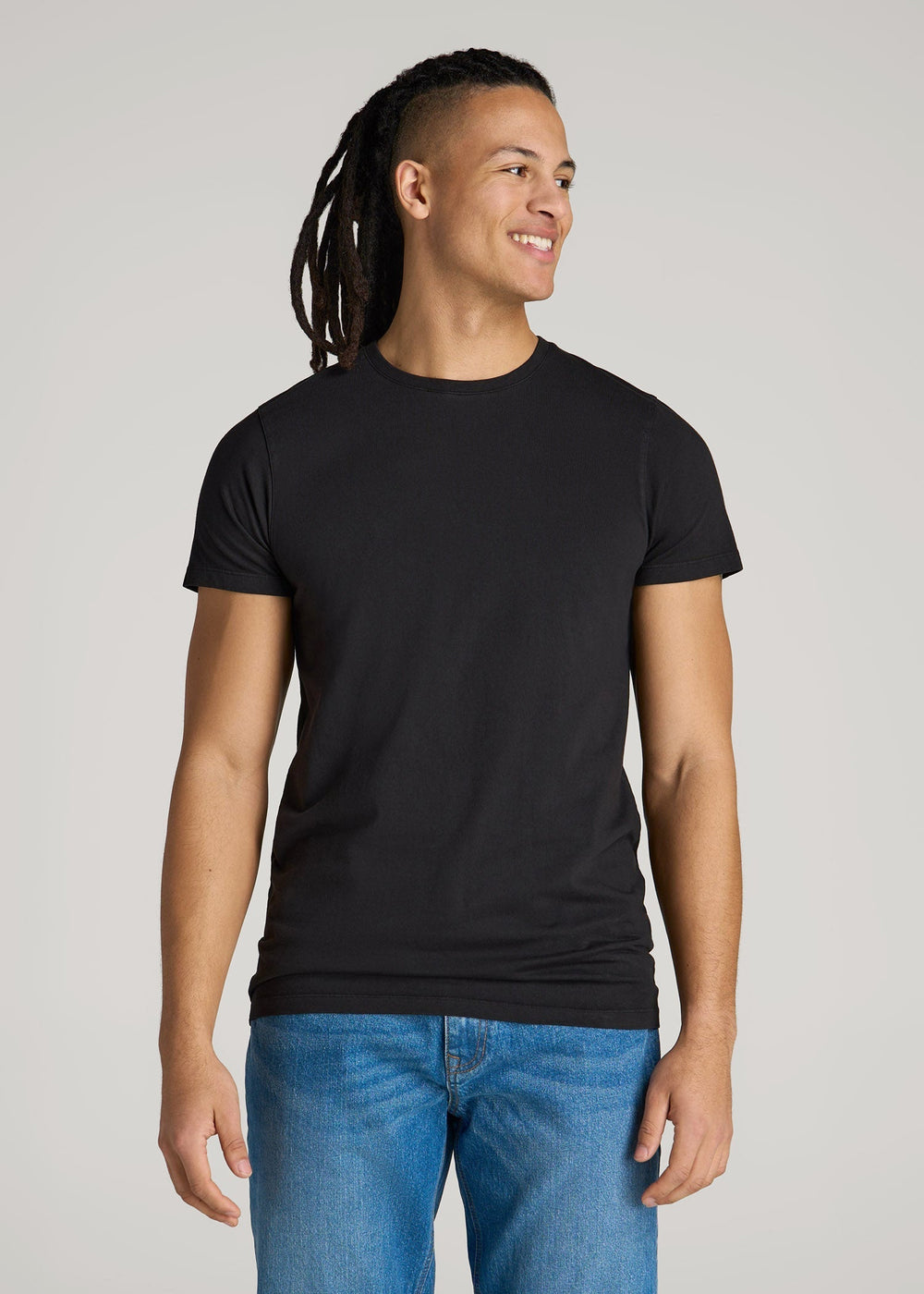 American Tall For Sale | Modern Fit Garment Dyed Cotton T-Shirt for Tall Men in Black