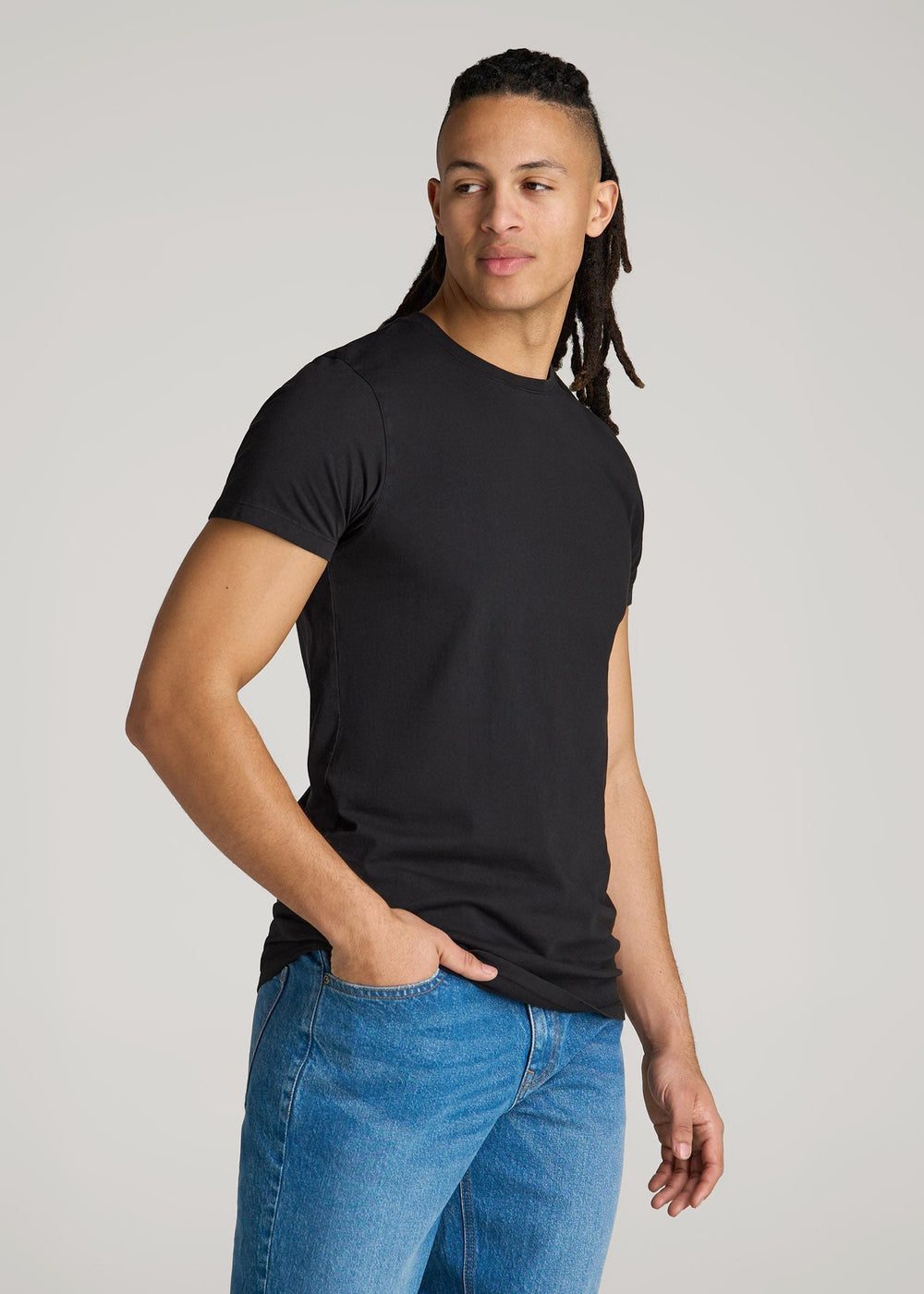 American Tall For Sale | Modern Fit Garment Dyed Cotton T-Shirt for Tall Men in Black
