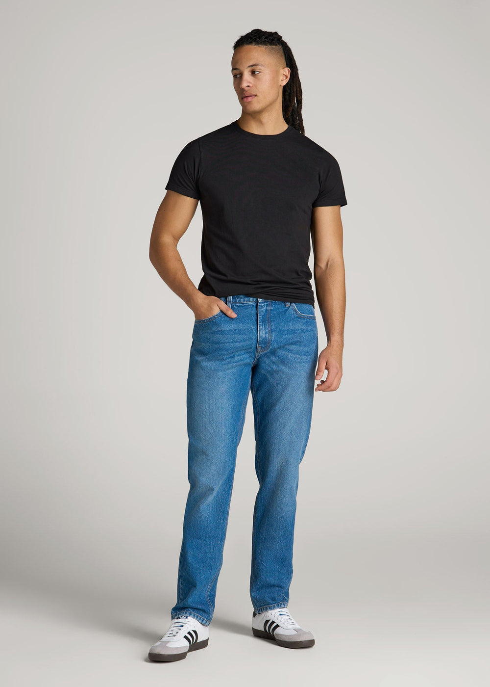 American Tall For Sale | Modern Fit Garment Dyed Cotton T-Shirt for Tall Men in Black