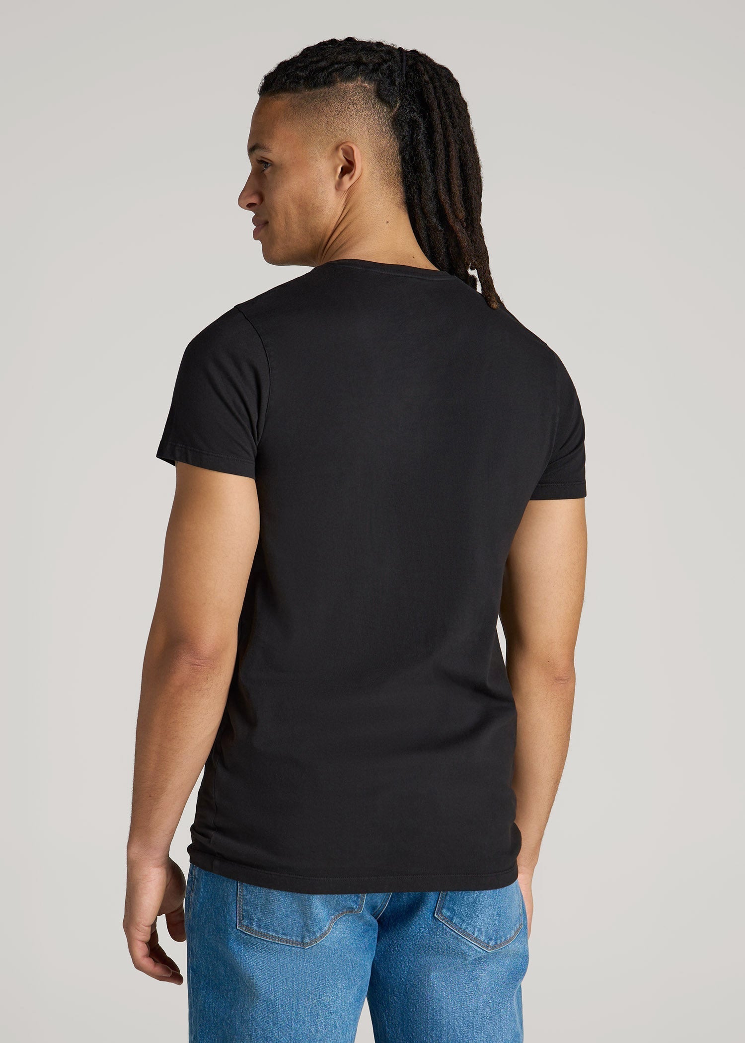 American Tall For Sale | Modern Fit Garment Dyed Cotton T-Shirt for Tall Men in Black
