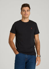 American Tall Online Shop | MODERN-FIT Embroidered Logo Crewneck T-Shirt for Tall Men in Black