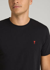 American Tall Online Shop | MODERN-FIT Embroidered Logo Crewneck T-Shirt for Tall Men in Black
