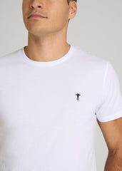 American Tall Discount | MODERN-FIT Embroidered Logo Crewneck T-Shirt for Tall Men in White