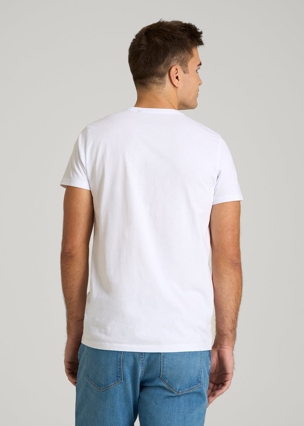 American Tall Discount | MODERN-FIT Embroidered Logo Crewneck T-Shirt for Tall Men in White