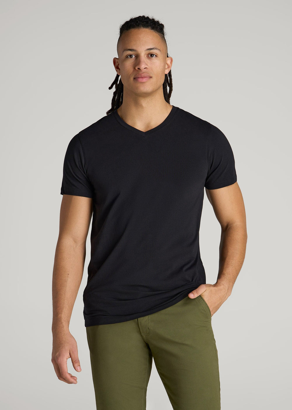 American Tall Online | The Essential Modern Fit V-Neck Tee for Tall Men in Black