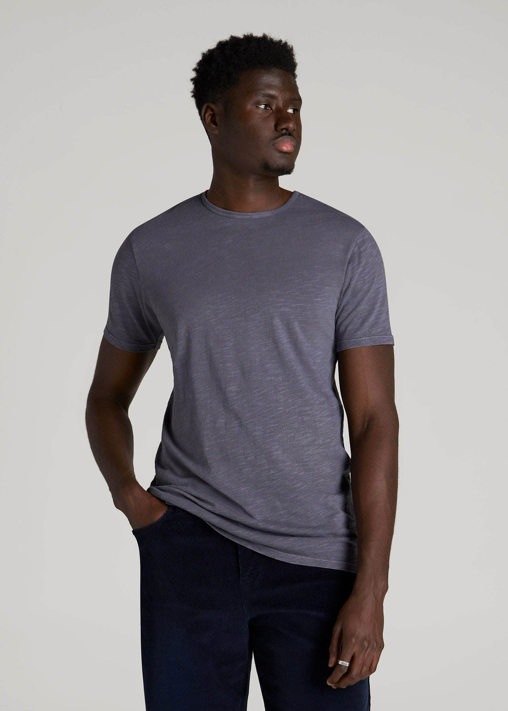 American Tall Sale | REGULAR-FIT Slub Tee for Tall Men in Grey Blue