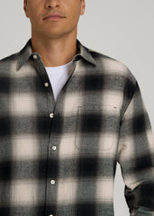 American Tall Outlet | Nelson Flannel Shirt for Tall Men in Beige Blur Plaid