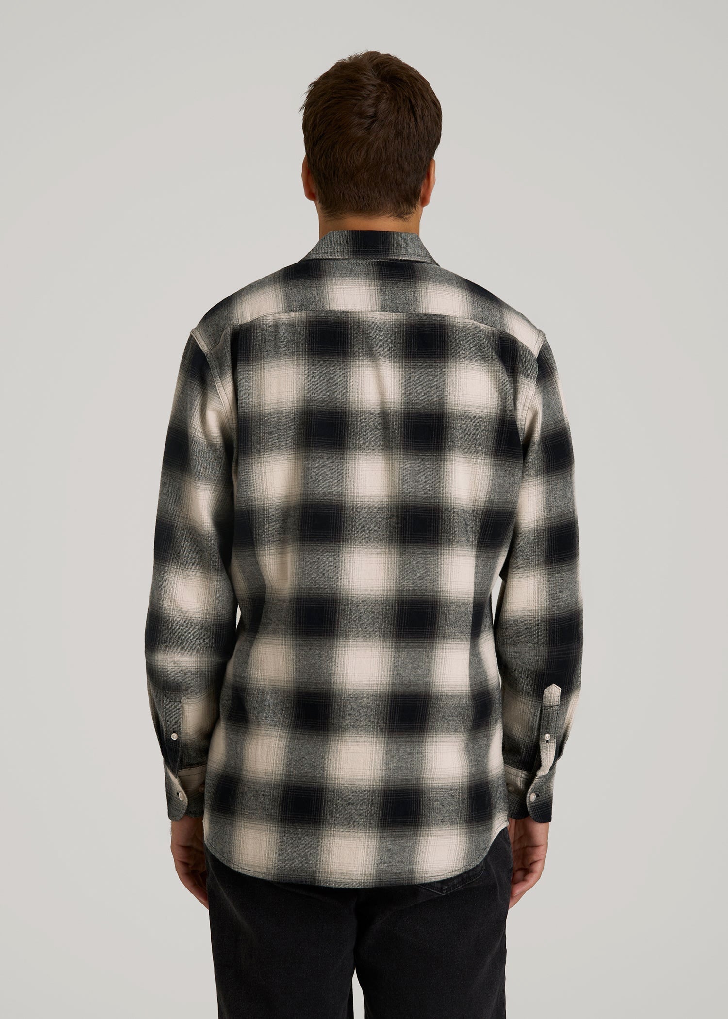 American Tall Outlet | Nelson Flannel Shirt for Tall Men in Beige Blur Plaid
