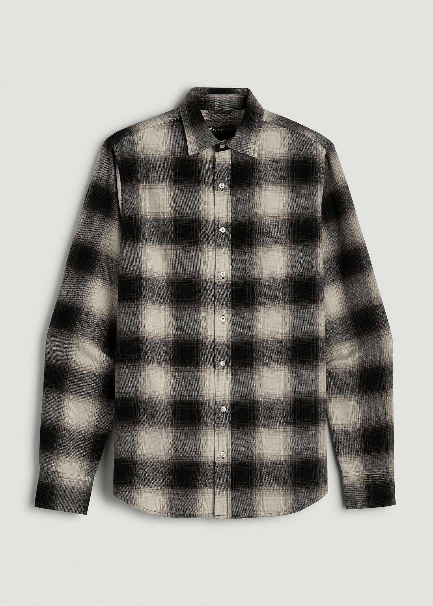 American Tall Outlet | Nelson Flannel Shirt for Tall Men in Beige Blur Plaid