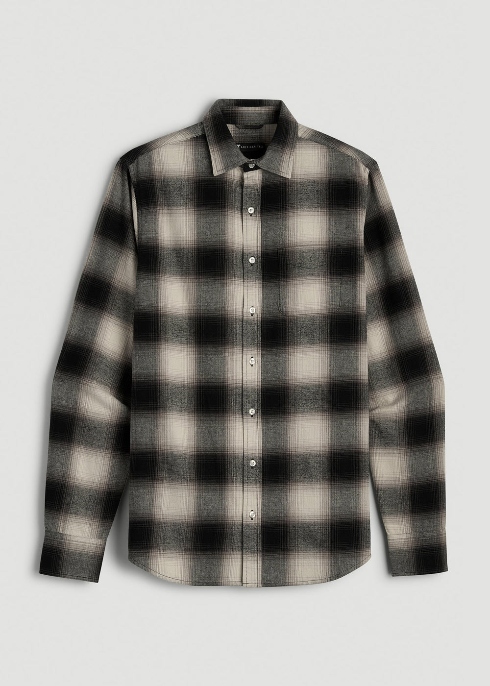 American Tall Outlet | Nelson Flannel Shirt for Tall Men in Beige Blur Plaid