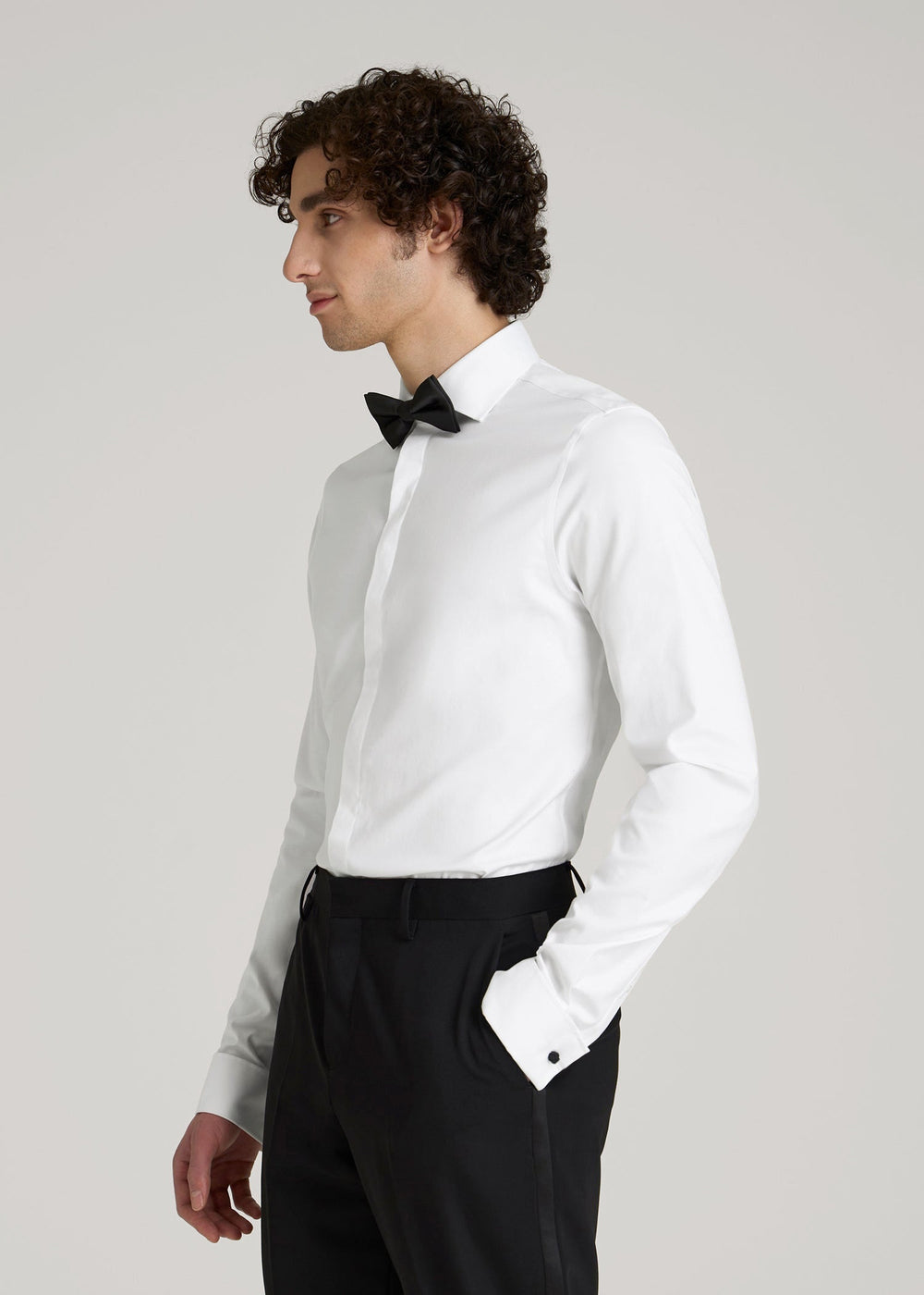 American Tall Discount | Tuxedo Shirt for Tall Men in White